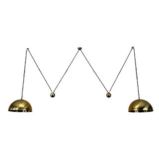 Mid-Century Brass Double Counterbalance Pendant Lamp by Florian Schulz For Sale