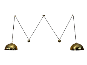 Mid-Century Brass Double Counterbalance Pendant Lamp by Florian Schulz