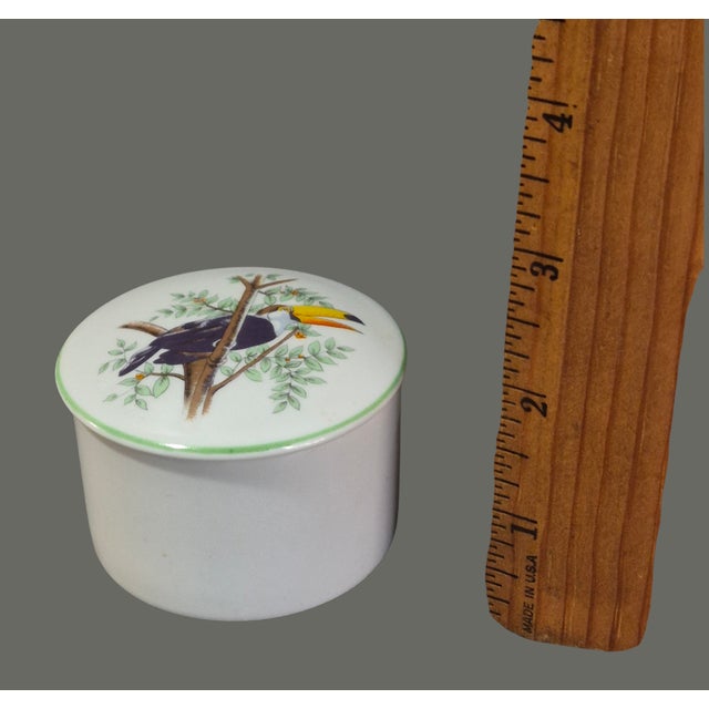 Late 20th Century Vintage Fine Porcelain Leart Brazil Tropical Birds Collection Toucan Trinket Box For Sale - Image 5 of 9
