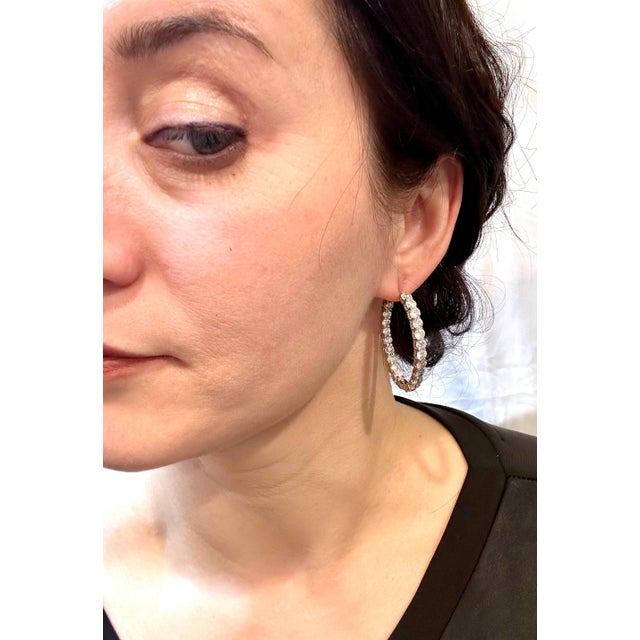 10.5 Carat Diamond Inside Out Hoop Gala Cocktail Earrings in 14 Karat White Gold For Sale - Image 12 of 18