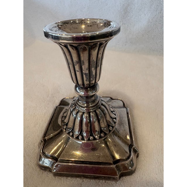 Traditional Sterling Silver Candlesticks For Sale - Image 3 of 6