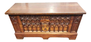 1800s Carved Cedar Chest Blanket Trunk