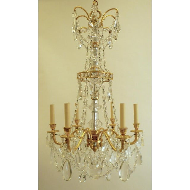 French Neoclassical Gilt Bronze and Crystal Chandelier by E. F. Caldwell For Sale - Image 3 of 11