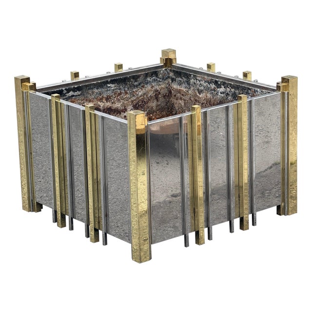 Italian Chrome and Brass Planter, 1970s For Sale