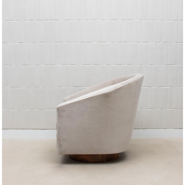 Swivel Chair in Grey Velvet With Walnut by Mogul For Sale - Image 9 of 12