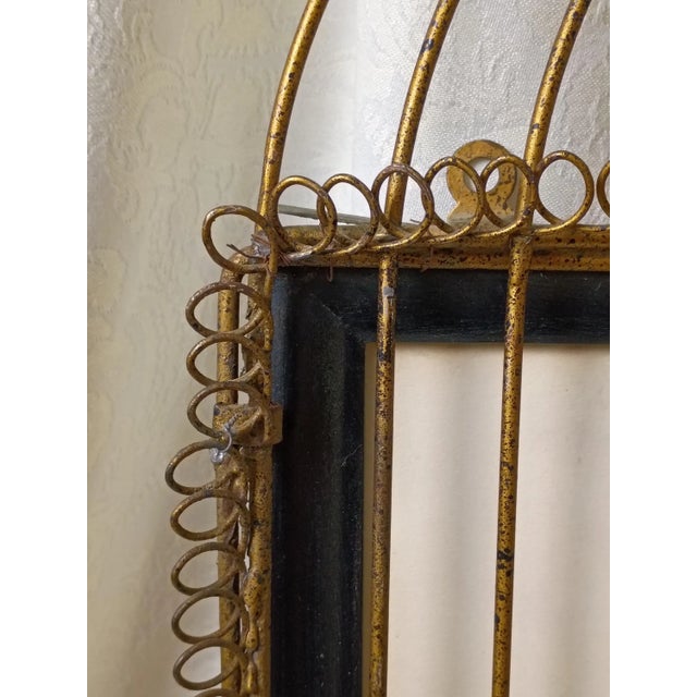 1950s Chinoiserie Caged Blue Bird Original Watercolor Painting by William Edwin Fager Gilt Metal Birdcage Frame For Sale - Image 9 of 17