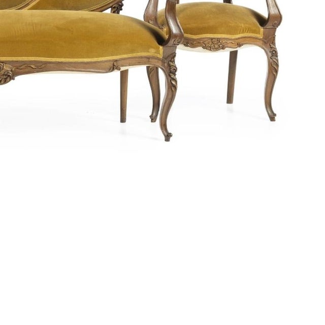 19th Century Louis XV Sofa and Armchairs, Set of 3 For Sale - Image 5 of 6