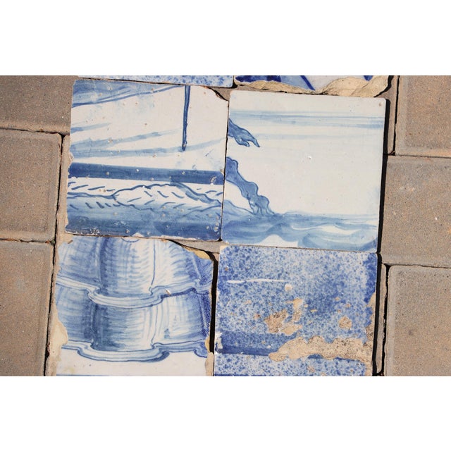18th Century Antique 18th Century Portuguese Baroque Tiles With Decorative Borders & Landscape Elements, Set of 8 For Sale - Image 5 of 8
