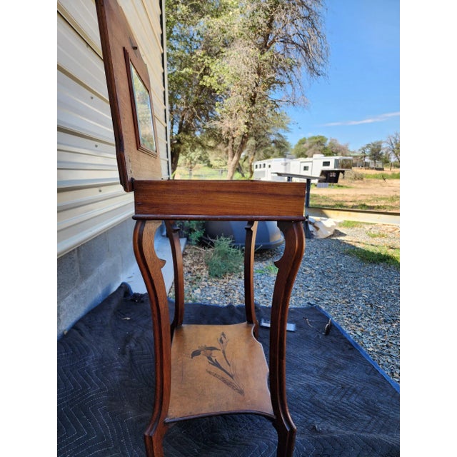 Wood Vintage Marquetry Inlaid Vanity /and Mirror For Sale - Image 7 of 9