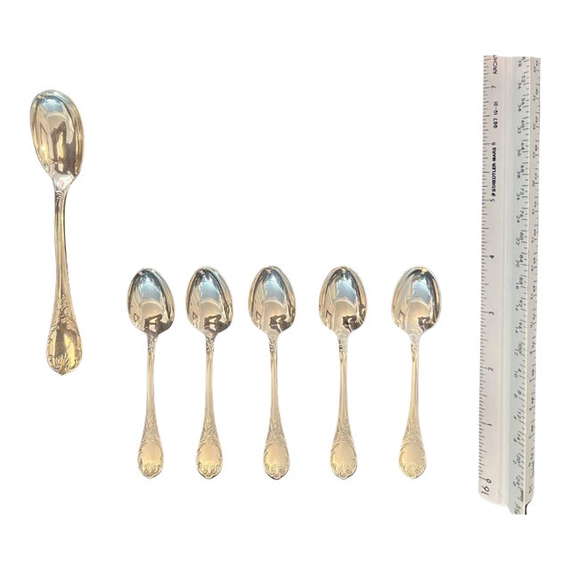 Christofle Marly Silverplate Demitasse Spoons and 1 Sugar Spoon- 6 Pieces For Sale