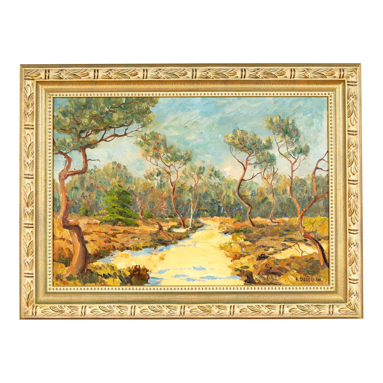 Original Signed Albert Gregers Rasmussen Landscape, Framed | Chairish