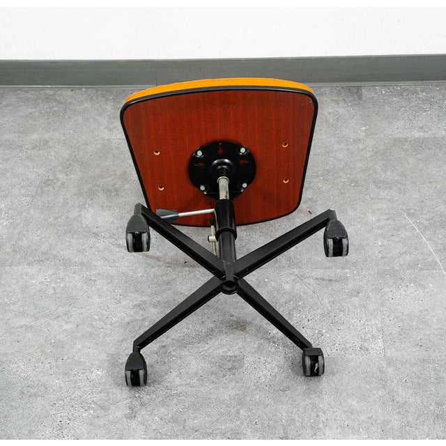 Mid Century Modern Office Chair Task Swivel Work Orange Rasmussen Labofa Work For Sale - Image 4 of 12