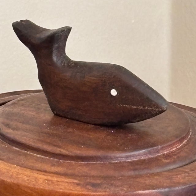 Mid 20th Century Primitive Turned Wood Trinket Box W/ Nautical Motif For Sale - Image 5 of 18