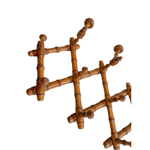 French Faux Bamboo Harmonica Wall Mounted Coat Rack, 1920s For Sale - Image 3 of 11