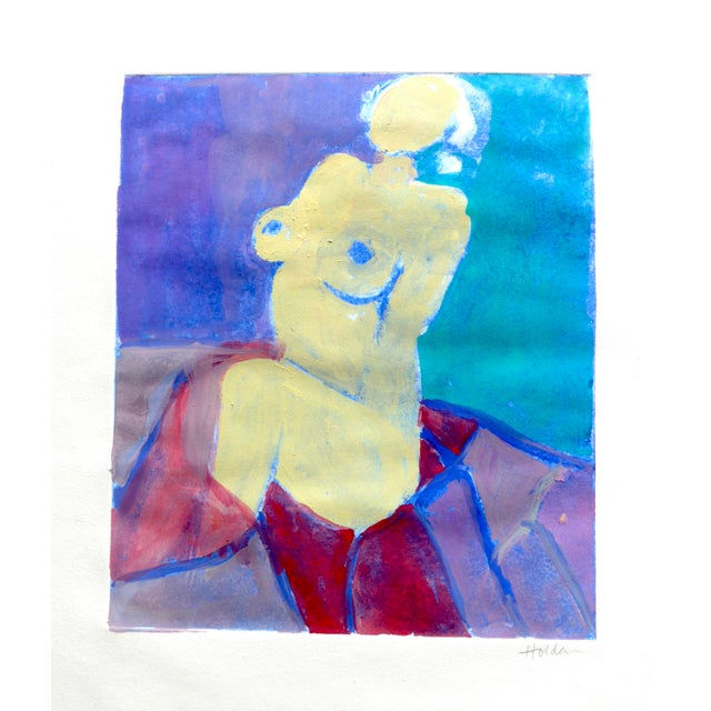 2020s "French Woman" Contemporary Figurative Female Nude Gouache Painting by Martha Holden For Sale - Image 5 of 5