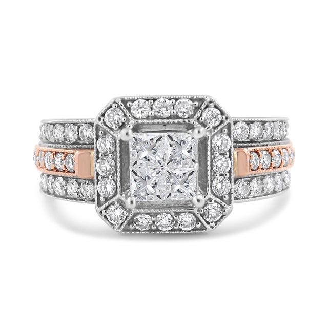 This intricately designed cocktail ring has a composite design that shines with 1 1/8 cttw of natural diamonds. A cluster...