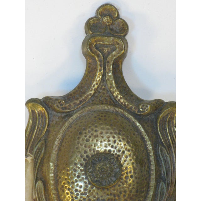 1920s Wall Sconce Electric old Elegant Bronze Empire Style Embossed Pattern For Sale - Image 9 of 10