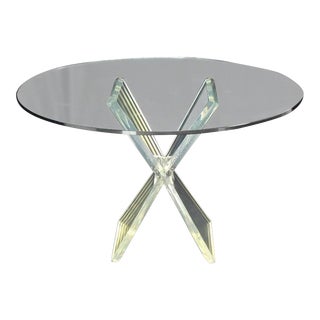 Vintage Mid Century Lucite X-Base Base Gueridon Center Table For Sale