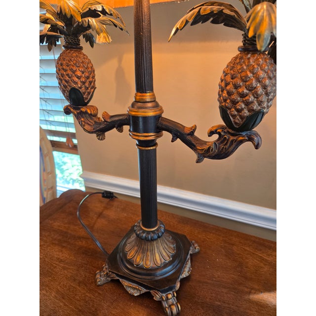 Late 20th Century Hollywood Regency Pinapple Bouillotte Double Arm Table Lamp For Sale - Image 4 of 13