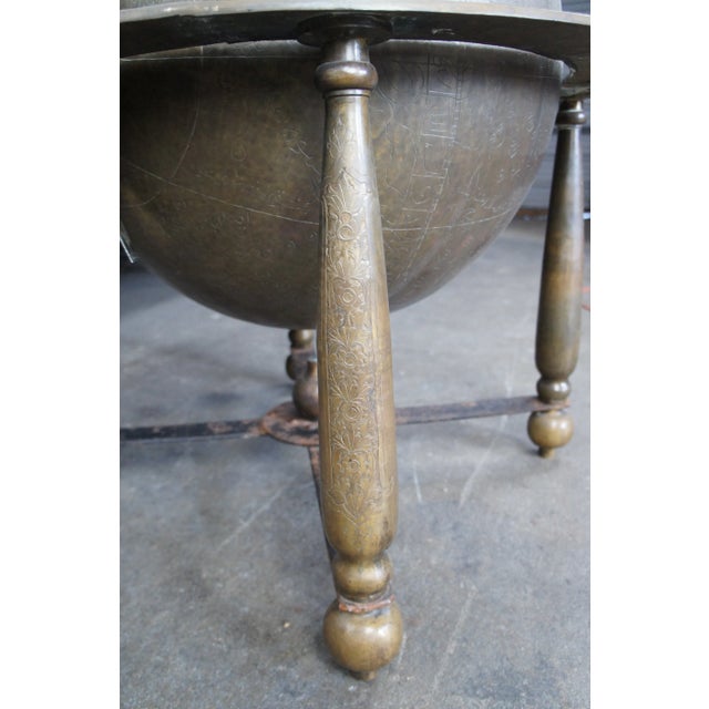 Late 20th Century Arte International Engraved Brass Islamic Celestial Globe on Stand For Sale - Image 10 of 12