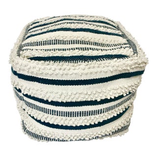 1980s Vintage Boho Chic Coastal Kilm Pouf Footstool For Sale