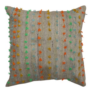 Kilim Pillow With Colorful Pops of Wool For Sale