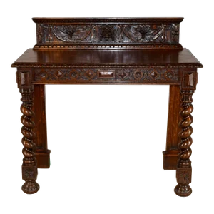 19th Century English Carved Oak Console Table