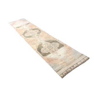 Vintage Pale Orange and Beige Runner Rug For Sale
