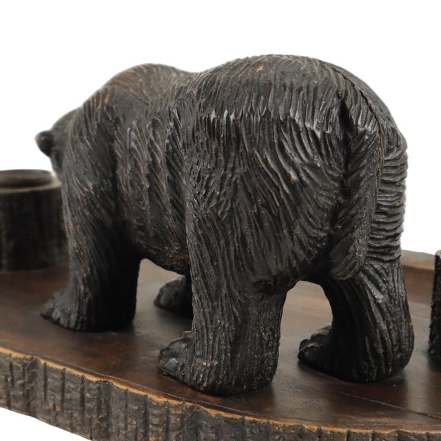 Large Antique Black Forest Bear Pen Holder and Inkwell, 1890s For Sale - Image 10 of 11