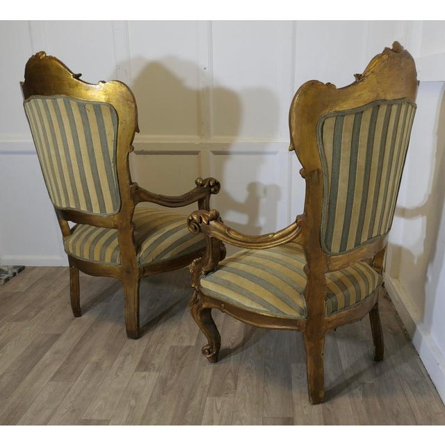 Gold Antique Italian Carved Chairs, 1900, Set of 2 For Sale - Image 8 of 9