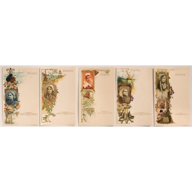 Paper 1905 French Art Nouveau Biscuit Lu Collectable Postcards (Set of 5) For Sale - Image 7 of 7