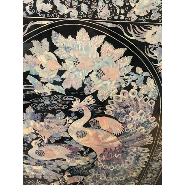 1970s Vintage Chinoiserie Peacock Low Folding Tea Coffee Table For Sale - Image 6 of 11