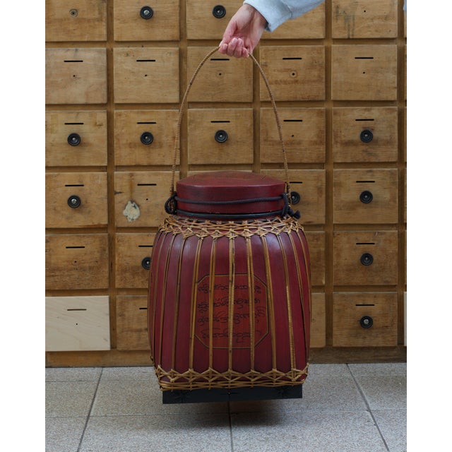 Vintage Asian Bamboo Rice Basket, 1950s For Sale - Image 3 of 5