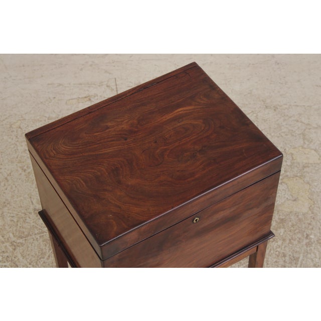 Antique Early 19th C. Flame Walnut Wine Cellarette on Stand For Sale - Image 10 of 14