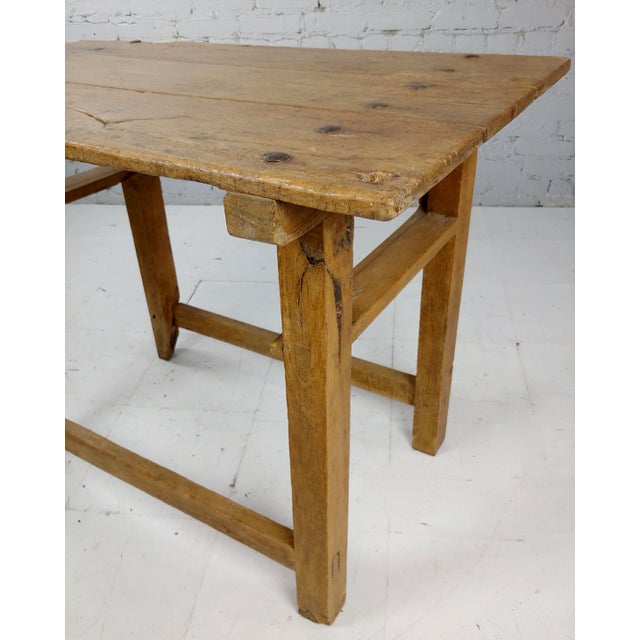 Wood 18th Century Country Farm Distressed Fruitwood Side Table For Sale - Image 7 of 11
