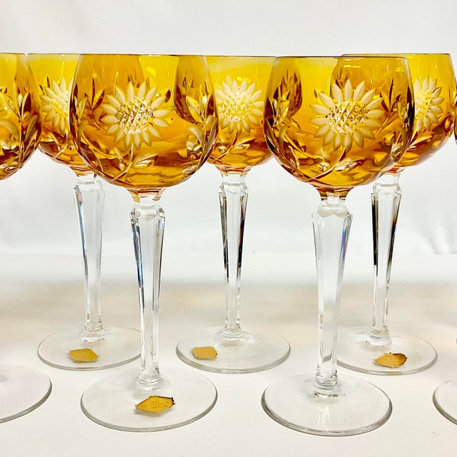 Glass Mid-Century Hollywood Regency German Natchtmann Traube Cut Crystal Wine Glasses - Set of 8 For Sale - Image 7 of 13