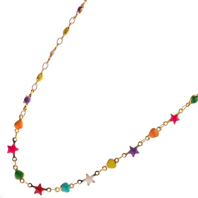 Metal Rainbow Stars & Hearts Choker Necklace For Sale - Image 7 of 8