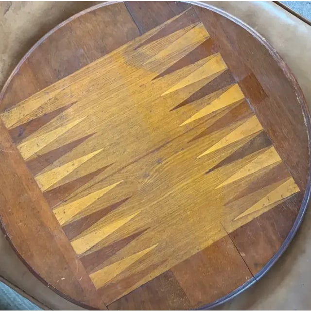 1940’s American Marquetry Top Tri-Pod Side Table, Game Table With Chain Connector Swags For Sale - Image 4 of 10