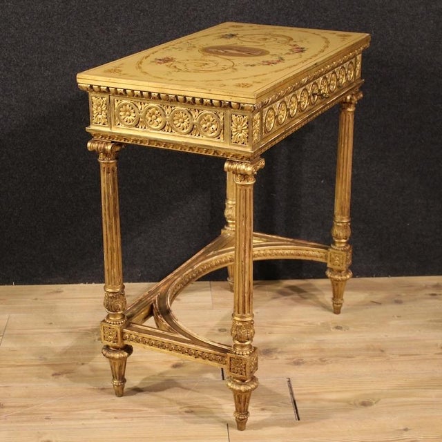 Louis XVI French Lacquered and Gilded Side Table by Sormani, 1920 For Sale - Image 11 of 16