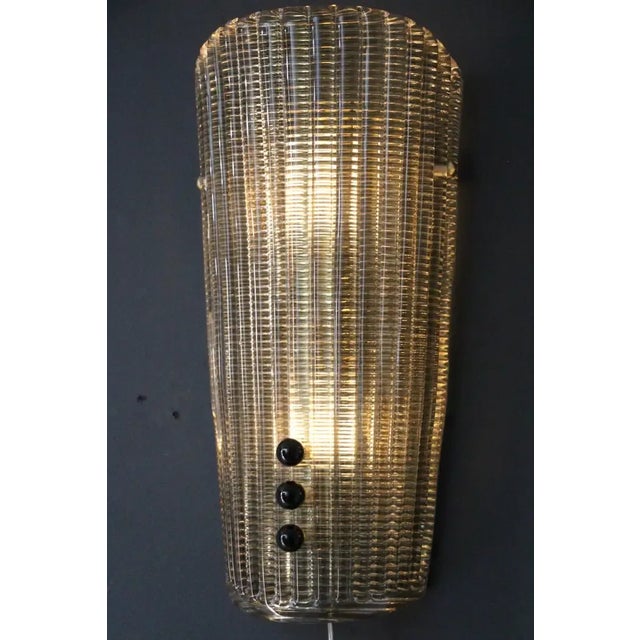 Mid-Century Modern Textured Smoked Murano Glass Sconces with Little Black Glass Pearls, 1980s, Set of 2 For Sale - Image 3 of 10