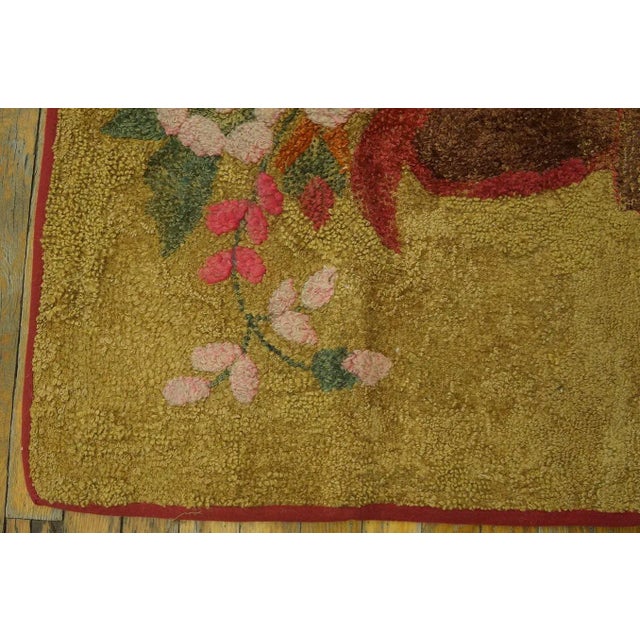 Camel Charming Floral With a Tan Camel Background Color American Hooked Rug For Sale - Image 8 of 9