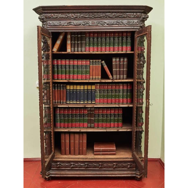 Neo-Renaissance Oak Bookcase For Sale - Image 11 of 11