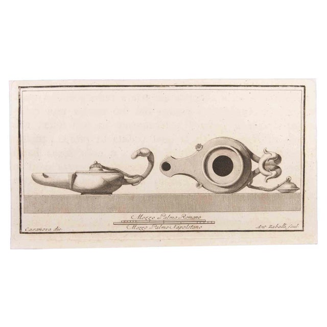 Giovanni Battista Casanova, Oil Lamp, Etching, 18th Century For Sale