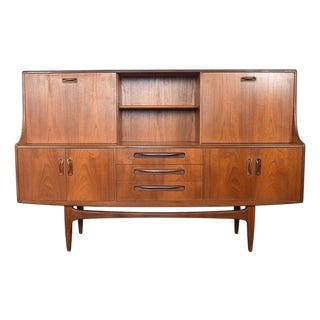 Tall G Plan Fresco Credenza With Bar in Teak For Sale