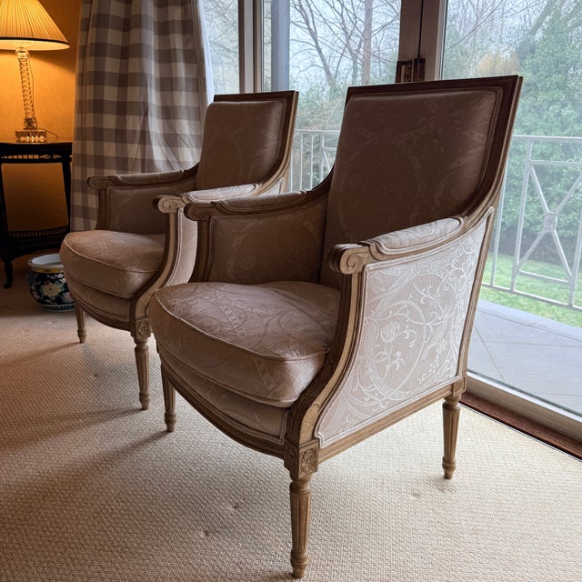 Early 20th Century Pair of Bergère Chairs For Sale - Image 5 of 7