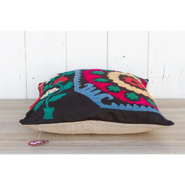 1960s Taara Vintage Suzani Square Pillow For Sale - Image 5 of 9