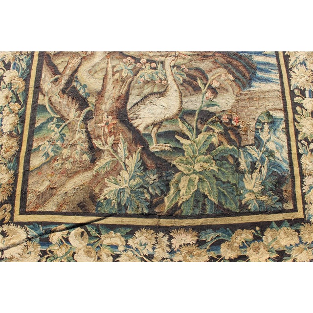 Antique 17th Century Scenic Tapestry Surrounded by Floral Border For Sale - Image 9 of 16