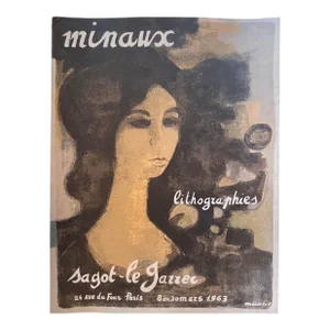 André Minaux Poster for "Lithographies" Art Exhibit at Galerie Sagot Le Garrec, Paris, 1963 (Mourlot Print)
