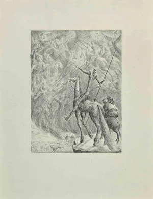 Wladyslaw Jahl, Don Quixote and the Ghosts, Etching, 1951