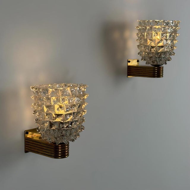 Rostrato Glass Wall Sconces by by Ercole Barovier for Barovier & Toso, 1940s, Set of 2 For Sale - Image 3 of 18